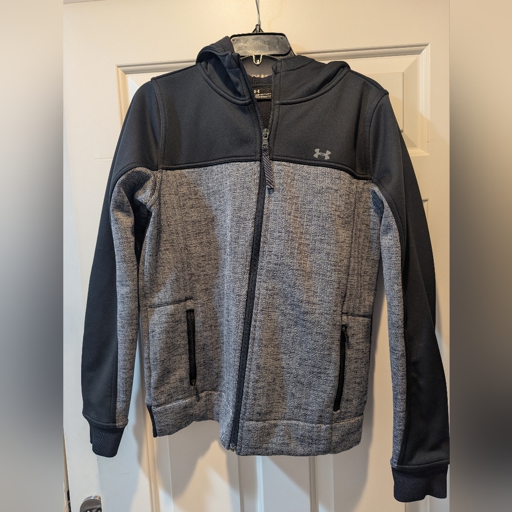 Under Armour Gray and Black Zip-Up Hooded Jacket